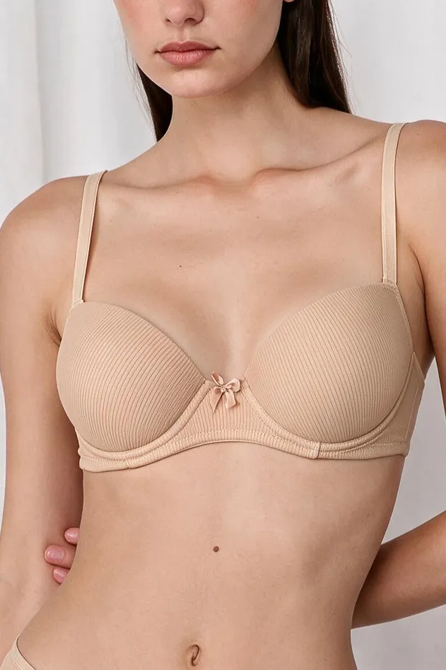 SOFT CUP DESTEKLİ TRANSPARAN SÜTYEN - TEN